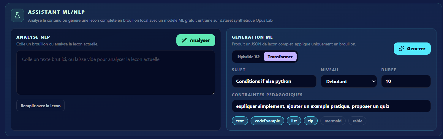 LMS Opus Lab - Génération IA
