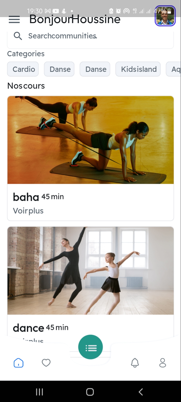 Gym Mobile App Interface