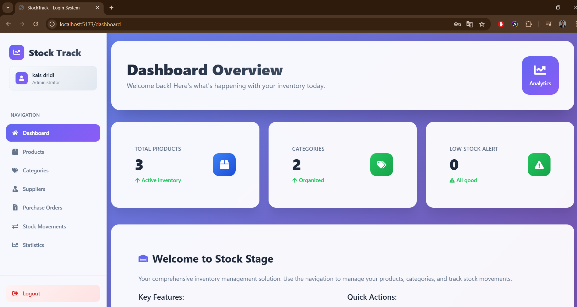 StockTrack Dashboard